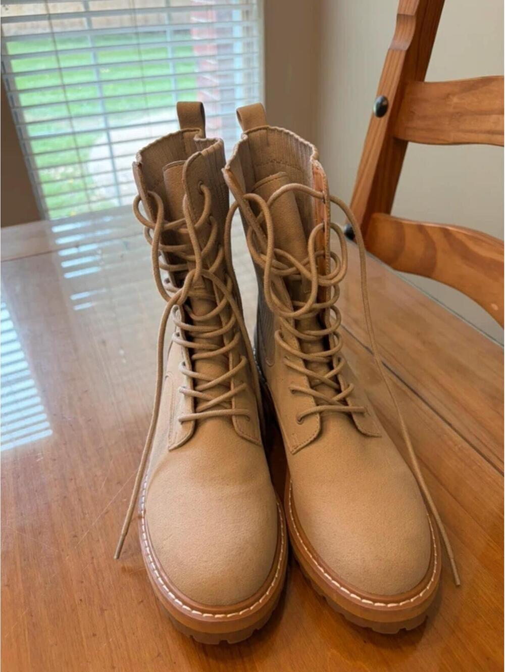 Lace Up Combat Boots in Almond by Oasis Society size 6.5